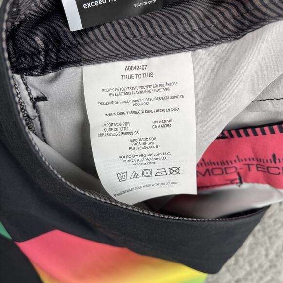 Volcom Board Shorts Men 31 Striped Mod Tech Quarta Fade Pockets Drawstring Swim - Picture 6 of 10